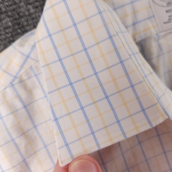 Brooks Brothers 16.5 34 35 Regent Non-Iron Yellow Blue Check Long Sleeve Shirt - Picture 8 of 16